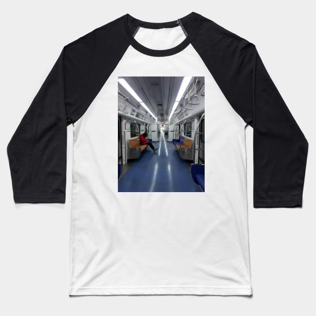 Subway Train Baseball T-Shirt by Grindelia
